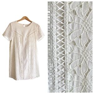 HD in Paris white lace dress short sleeve shift floral daisy clean aesthetic